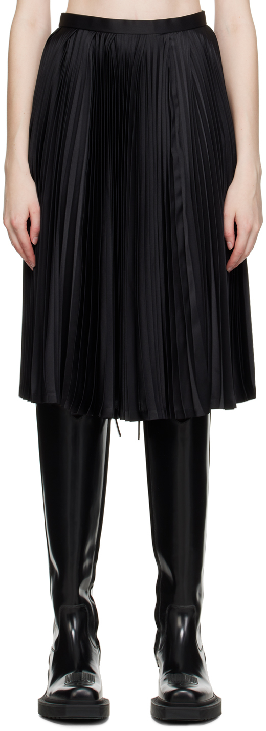 Noir Kei Ninomiya Black Pleated Midi Skirt In 1 Black | ModeSens