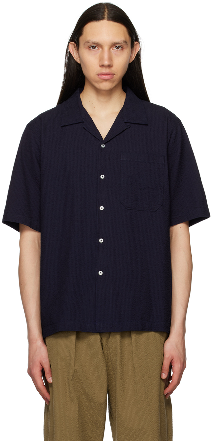 Universal Works Navy Relaxed Shirt In Indigo