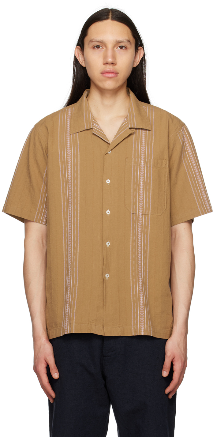 Universal Works: Brown Embroidered Shirt | SSENSE