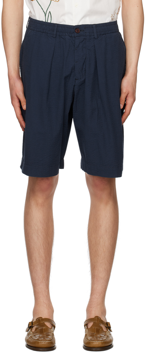 Universal Works Pleated Track Short Navy