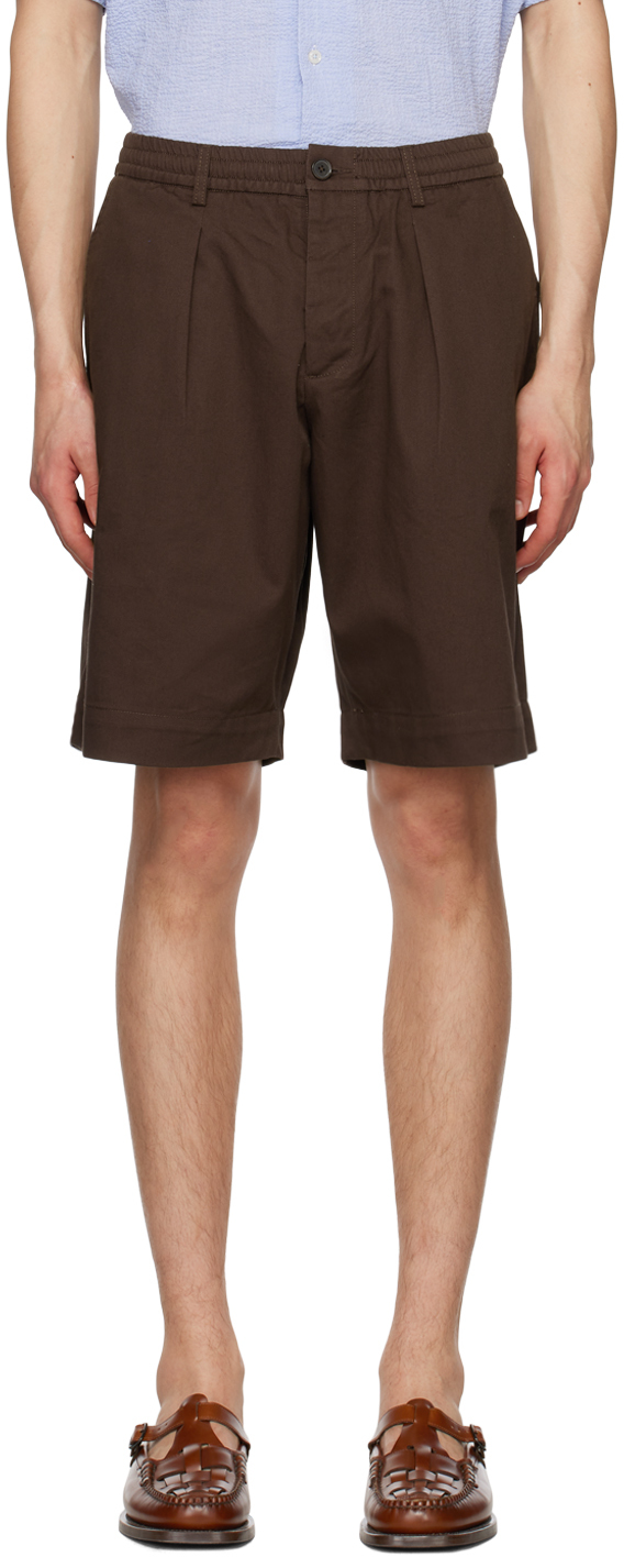 Brown Embroidered Shorts