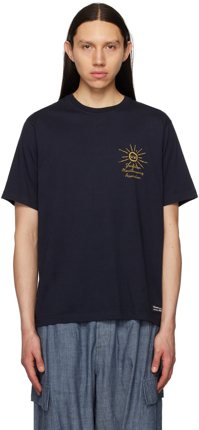 Universal Works Navy Flower Mountain Edition T-shirt