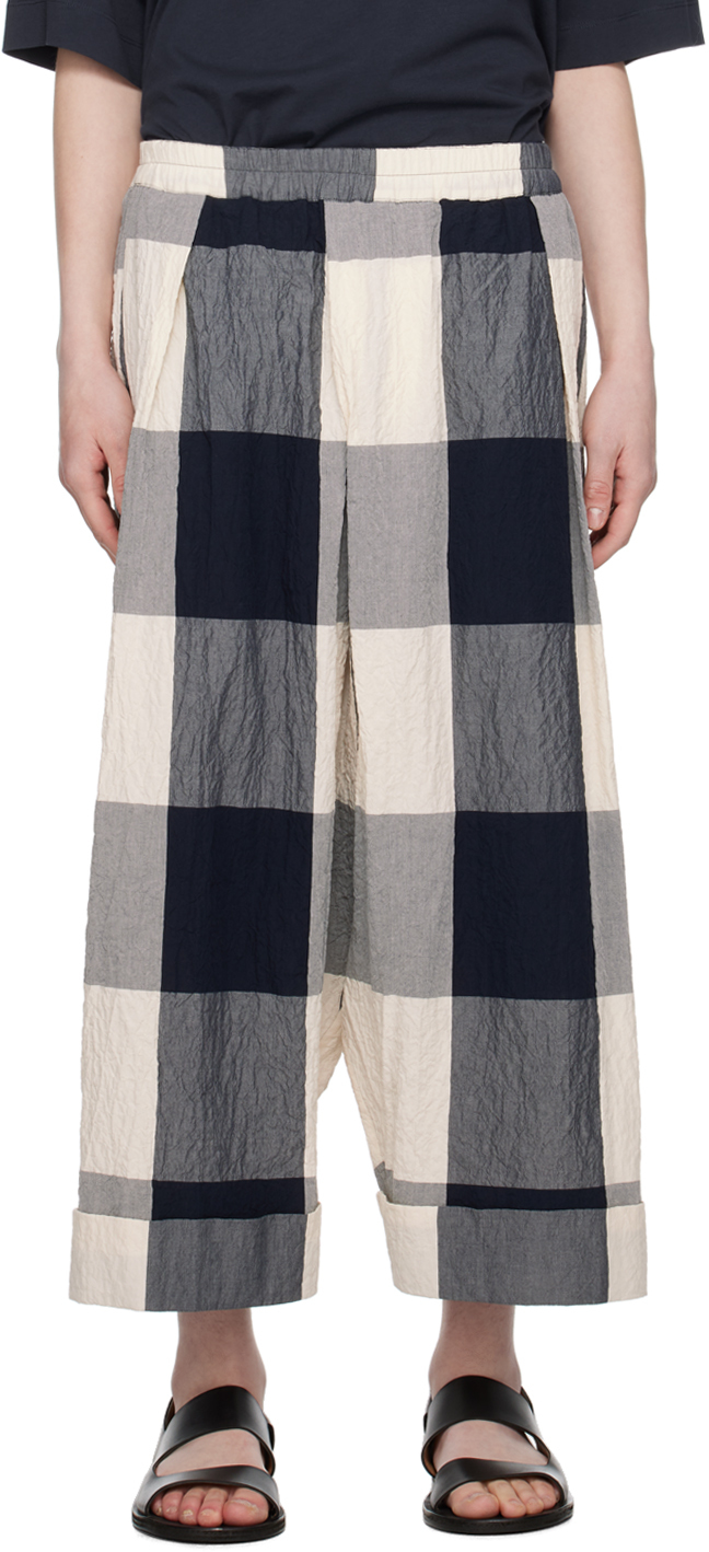 Toogood Navy & Off-white 'the Baker' Trousers In Grey