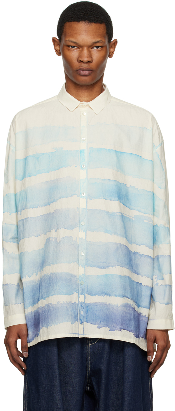 Toogood Off-white & Blue Draughtsman Shirt In Breton | ModeSens