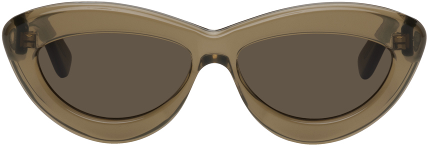 Shop Loewe Gray Cat-eye Sunglasses In 96e Shiny Opaline Gr