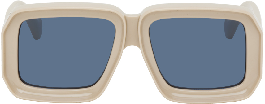 Shop Loewe Beige & Blue Paula's Ibiza Dive Sunglasses In 57v Shiny Beige Blue