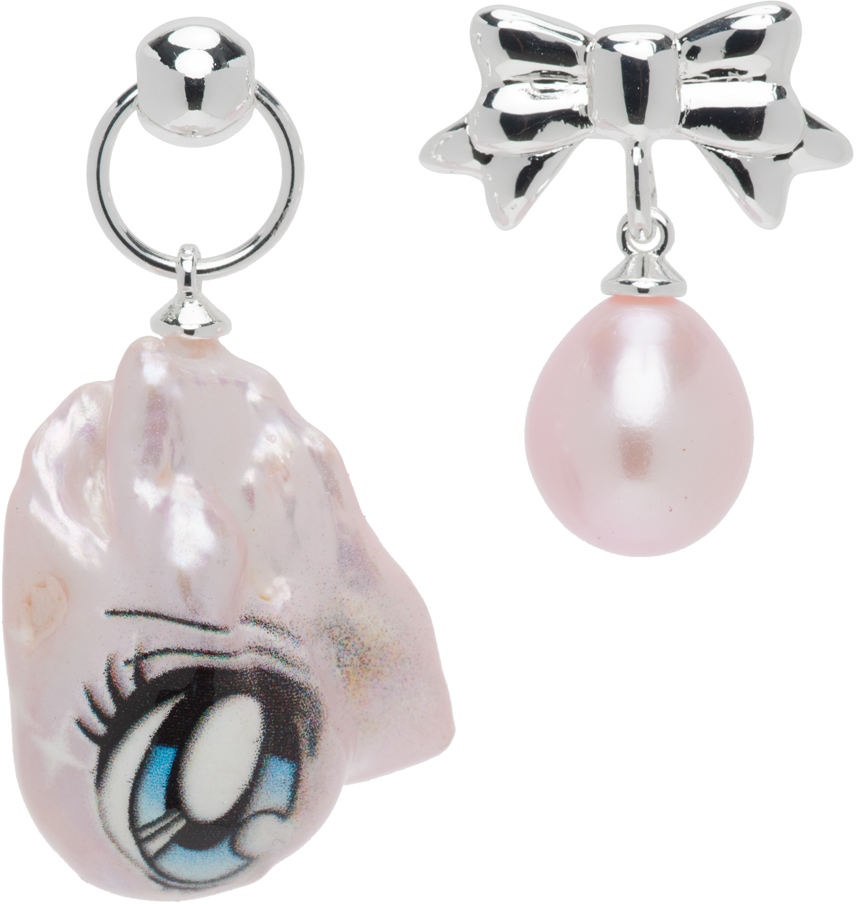 Ssense Donna Accessori Gioielli Orecchini Pink Covered Lycra Hoop Earrings 