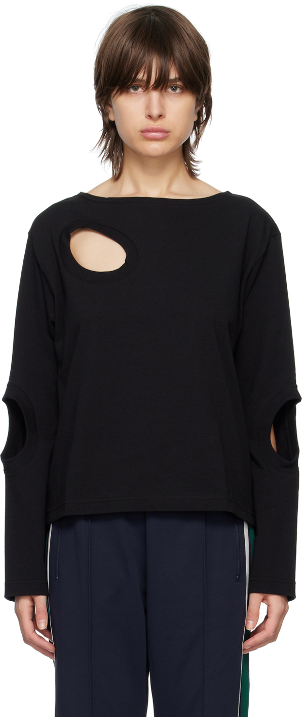 Black Cutouts Long Sleeve T-Shirt