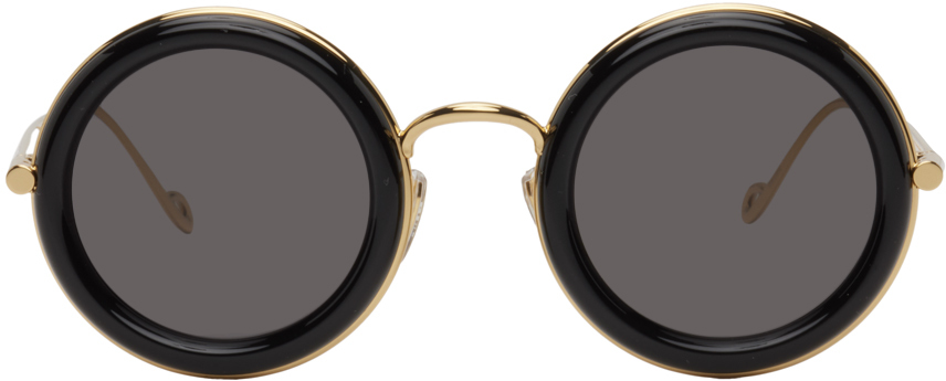 Loewe Black & Gold Round Sunglasses