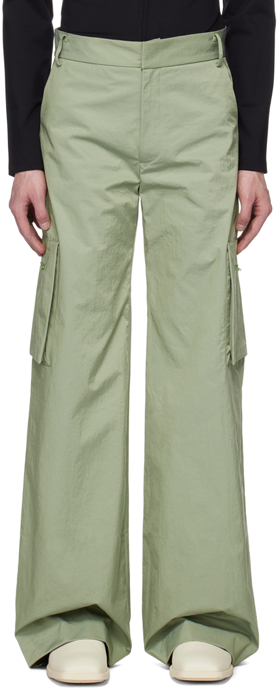 AARON ESH Green Zip Pocket Cargo Pants