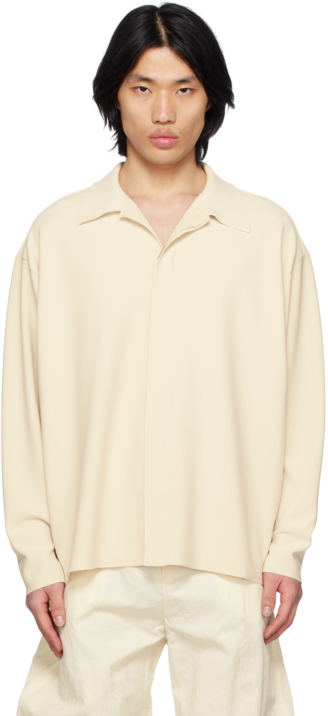 Birrot Off-White Spread Collar Shirt | Smart Closet
