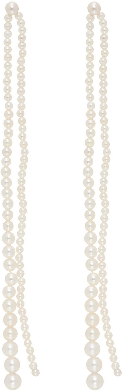 Shop Sophie Bille Brahe White Promenade De Perles Earrings In 14k, Yellow