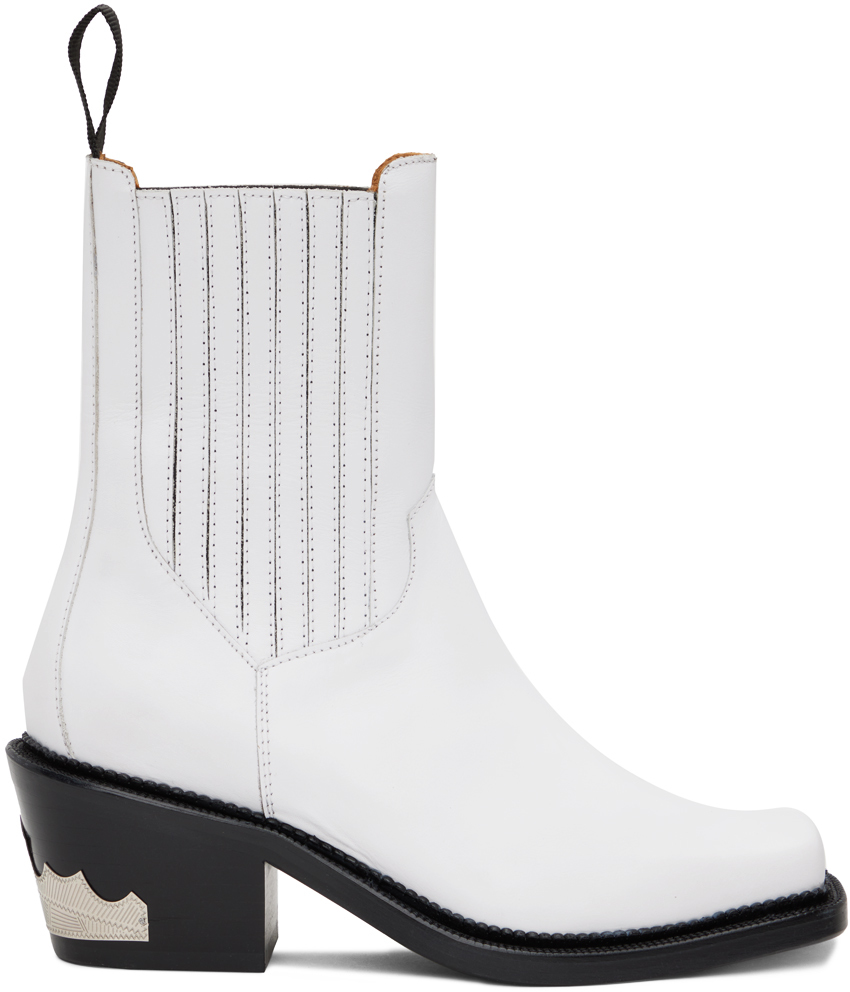 White Hardware Ankle Boots