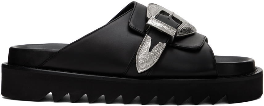 Black Pin-Buckle Sandals