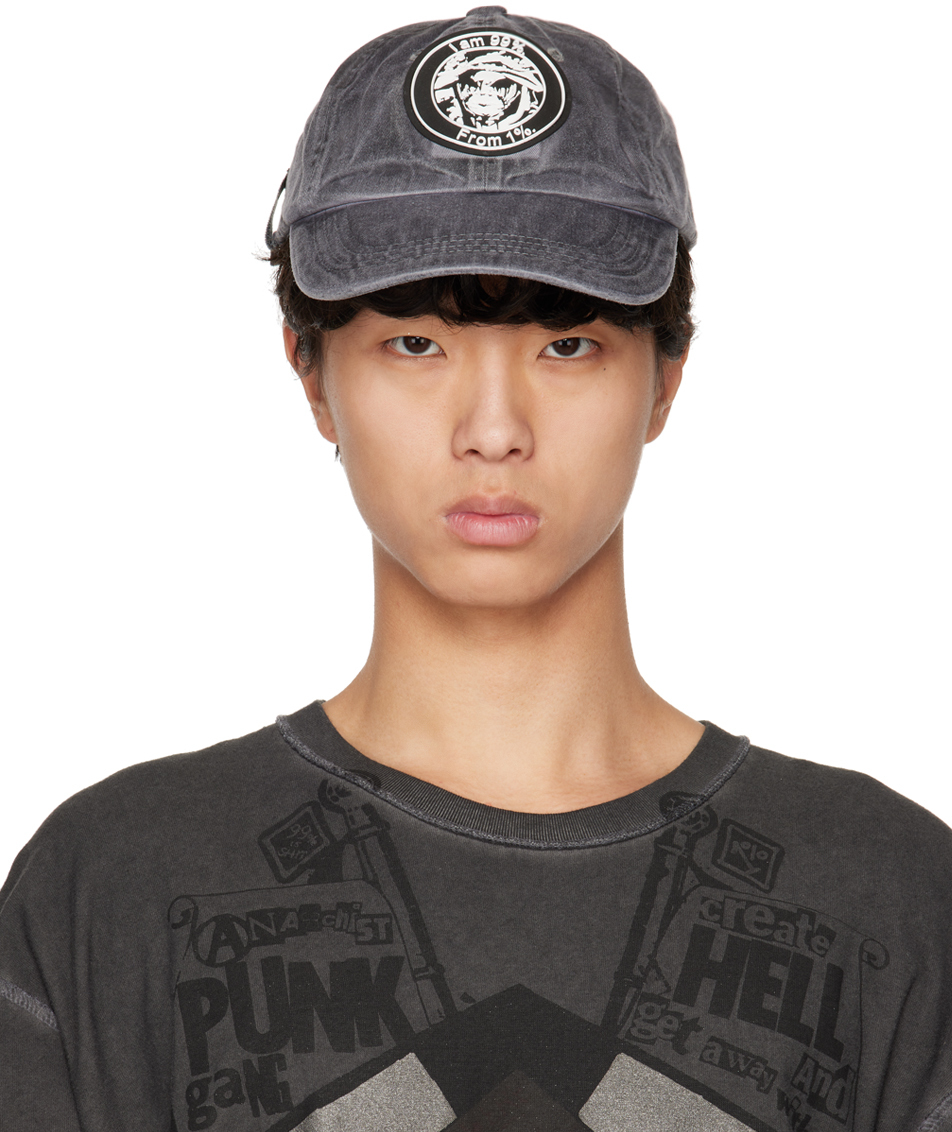 99% Is Grey Our Faith Patch Washed Cap In Washed Black