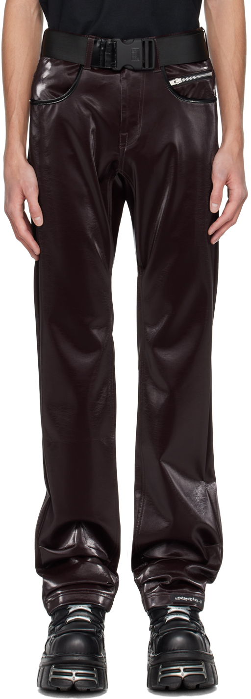 99% Is Burgundy 'att1%tude' Always Glossy Faux-leather Trousers In Wine