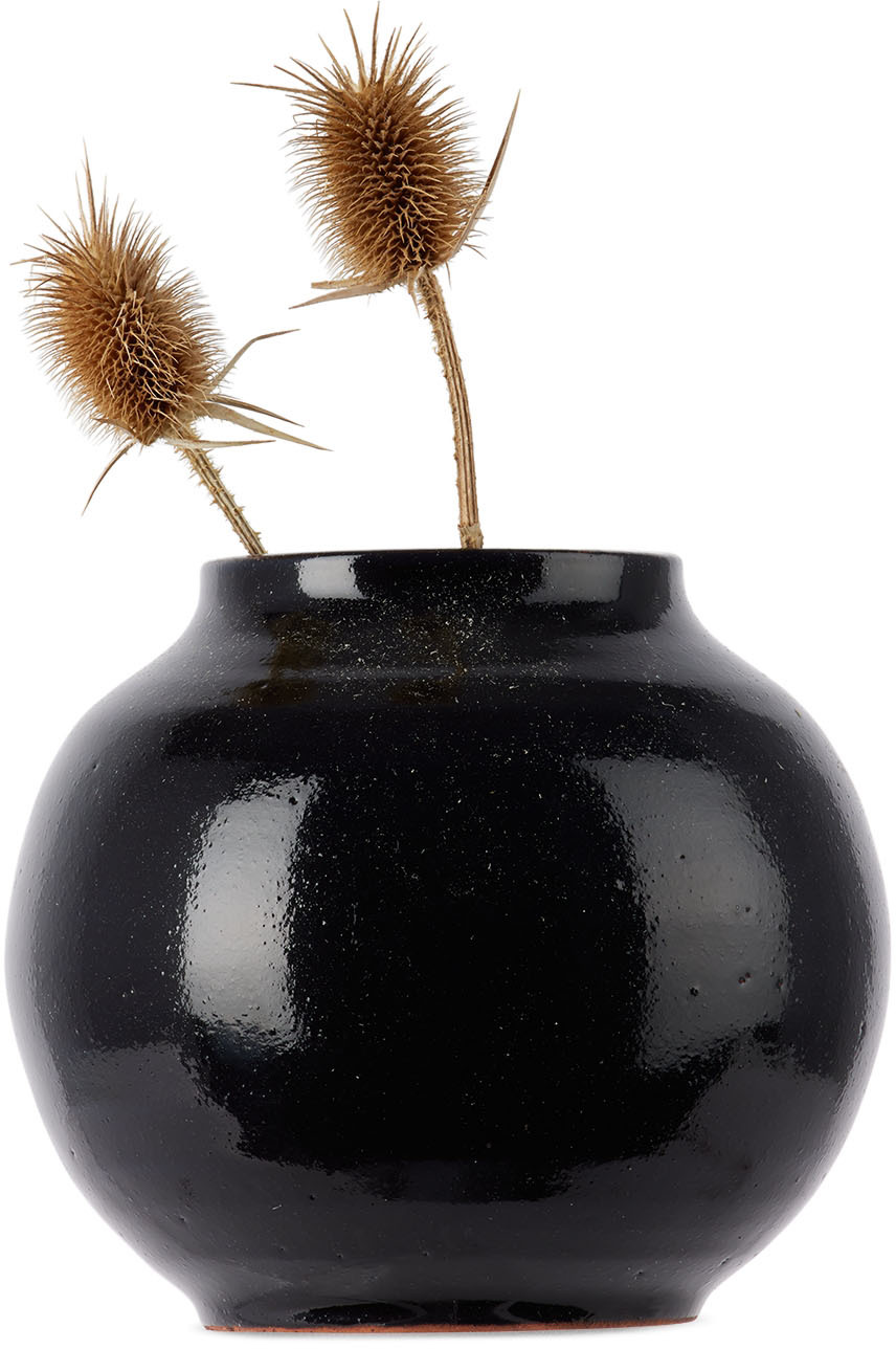 Basis Ssense Exclusive Black Type B Vase In Black Glaze
