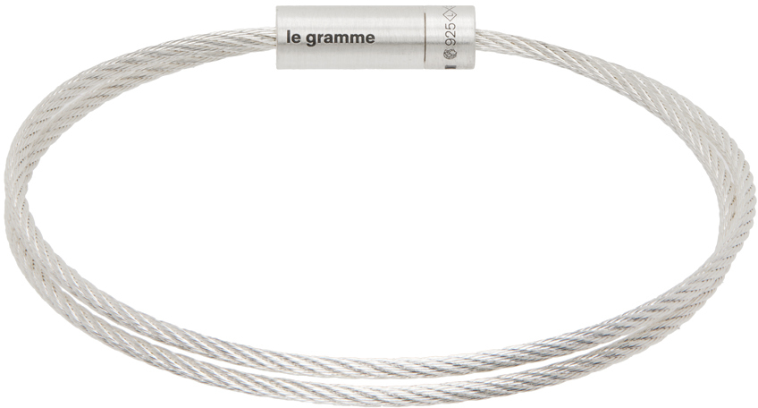Le Gramme Silver 'Le 9 Grammes' Double Wrap Cable Bracelet