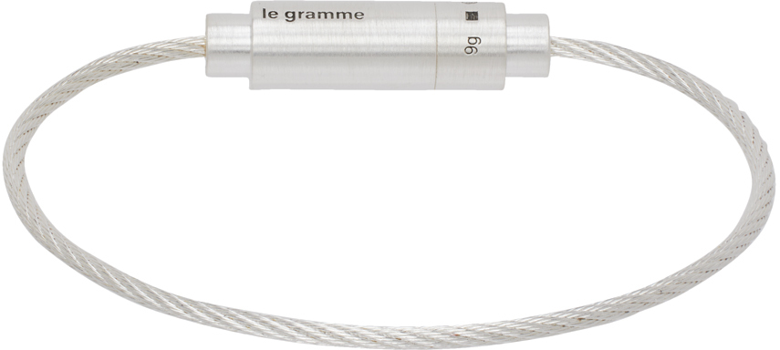 Silver 'Le 9g' Cable Bracelet by Le Gramme on Sale