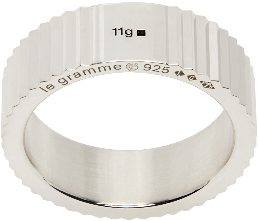Le Gramme Silver 'La 11 Grammes' Guilloché Ribbon Ring