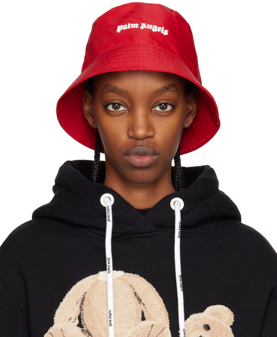 Palm Angels Red Classic Logo Bucket Hat SSENSE