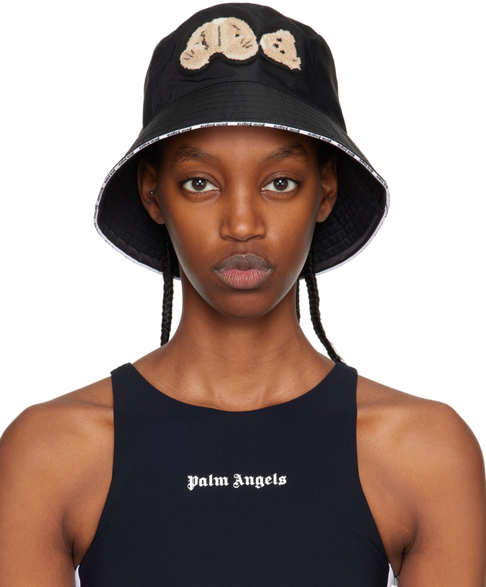 Palm Angels Black 'Bear' Bucket Hat