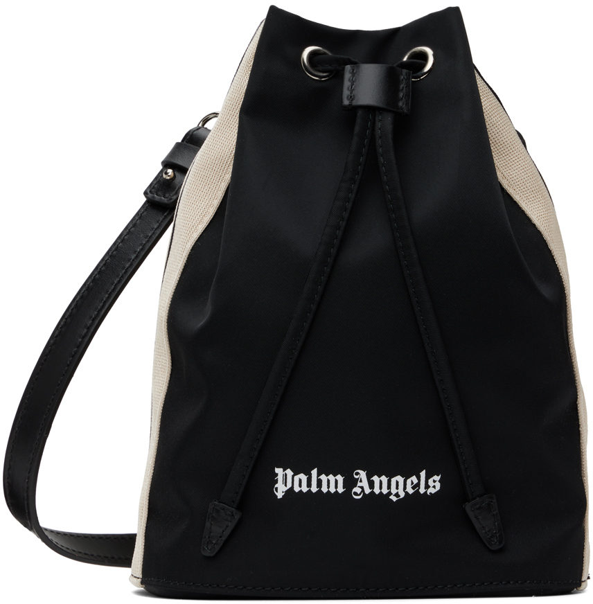 Palm Angels Black Venice Track Drawstring Shoulder Bag