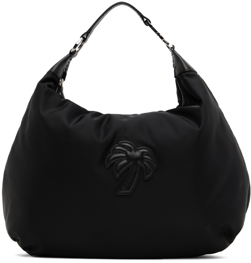 Shop Palm Angels Black Logo Patch Bag In Black/black