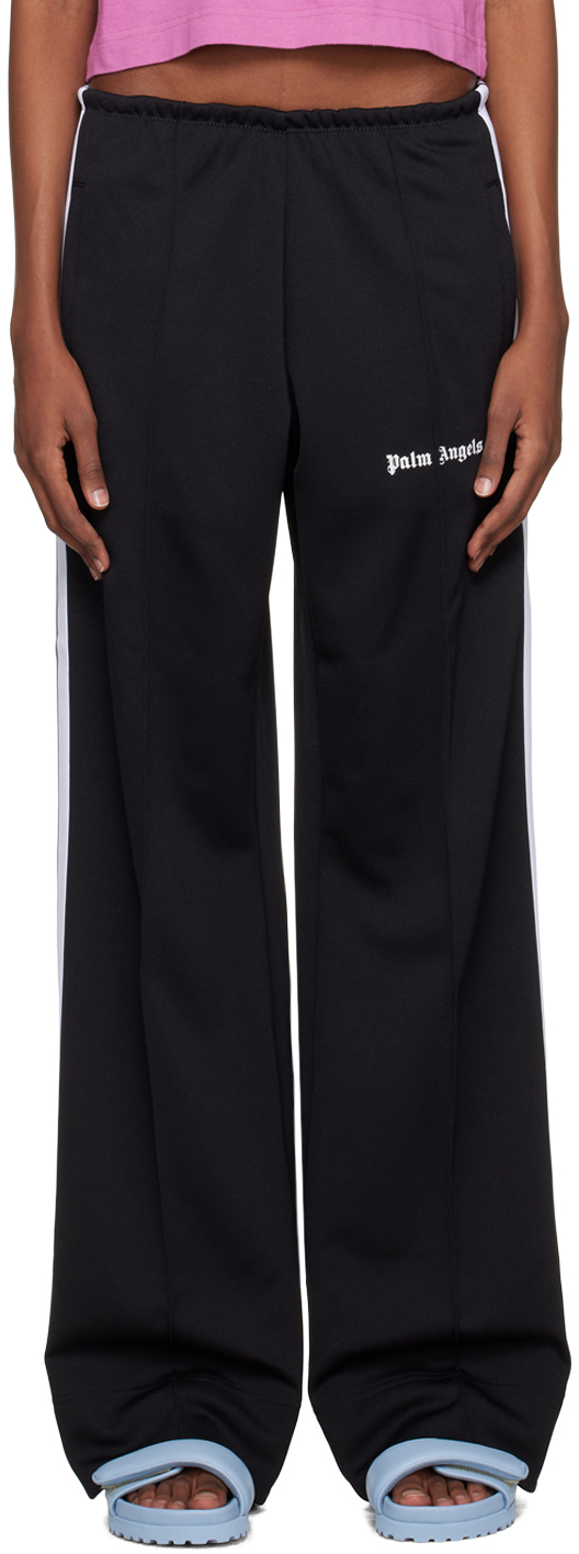 Palm Angels Black Relaxed-fit Lounge Pants In Black White