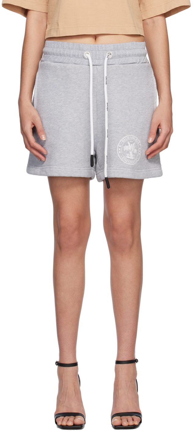 Palm Angels Gray College Shorts In Grey