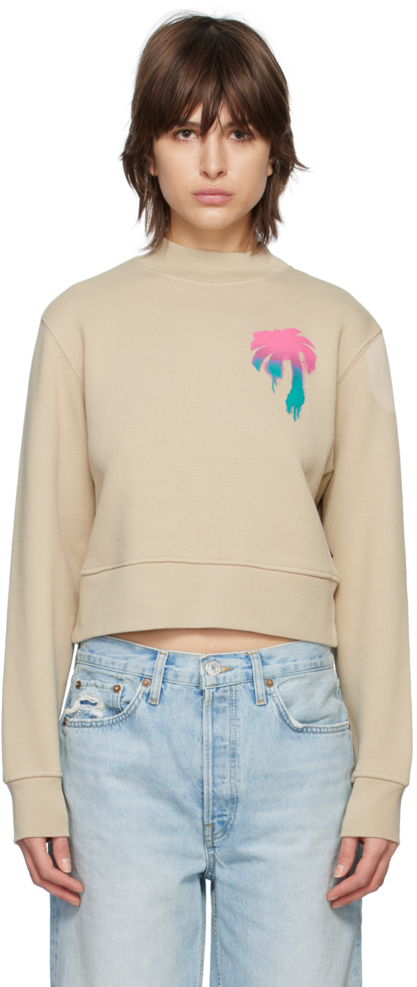 Palm Angels Beige 'i Love Pa' Sweatshirt In Beige/multi