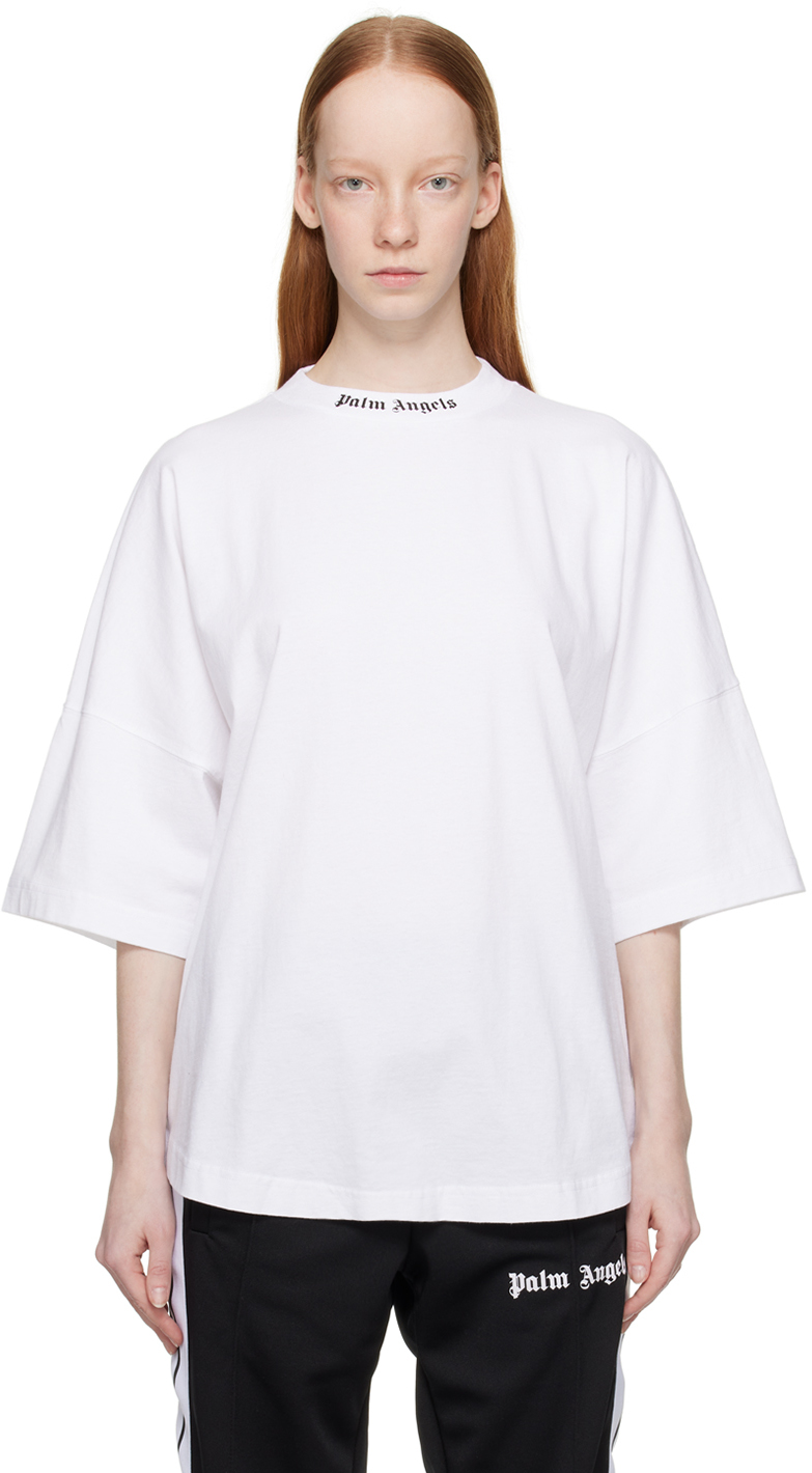 Palm Angels: White Oversized T-Shirt | SSENSE