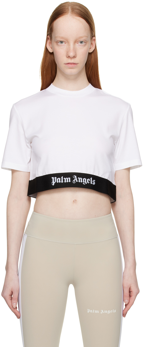 Shop Palm Angels White Tape T-shirt In White White