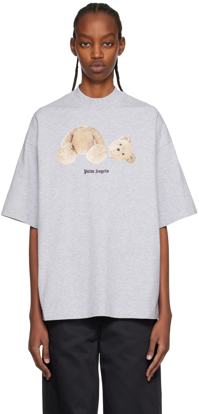 Palm Angels Gray Bear T-Shirt