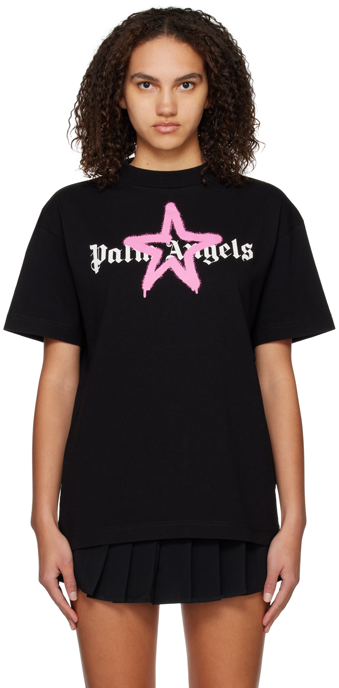 Palm Angels: Black Star Sprayed T-Shirt | SSENSE UK