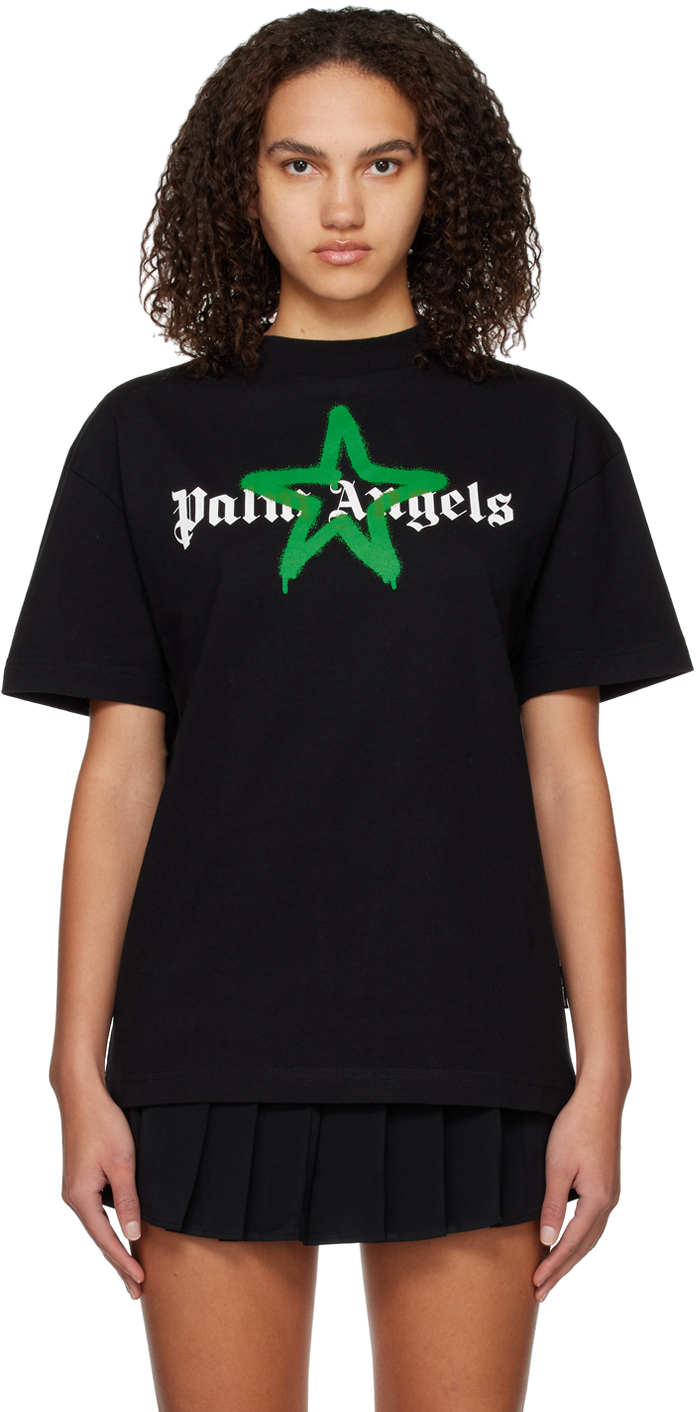 Palm Angels Star Sprayed T-shirt In Black