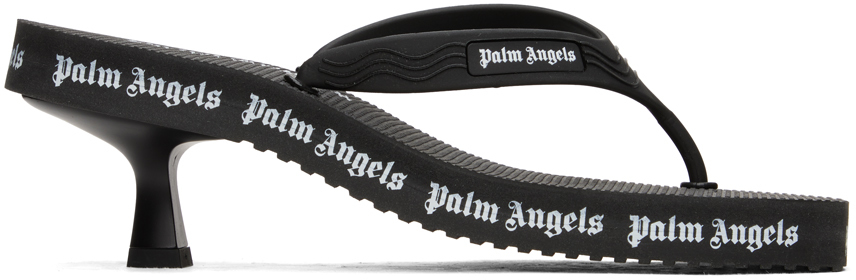 Palm Angels Black Palm Logo Heeled Sandals