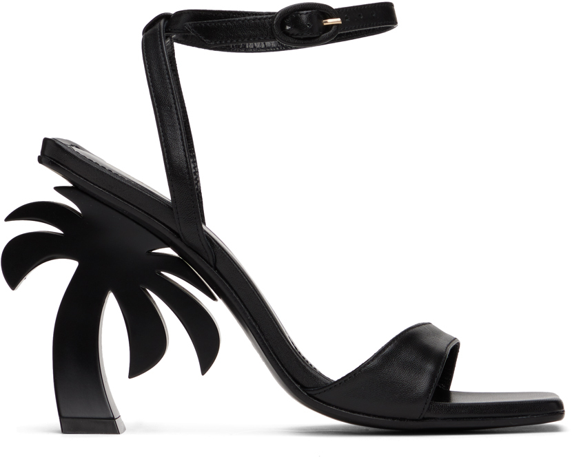 Palm Angels Black Sculptural Heeled Sandals