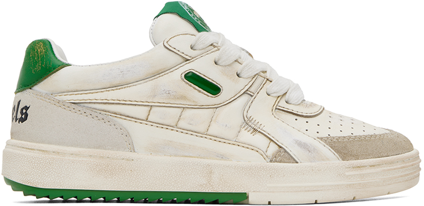 Palm Angels Off-white & Green University Trainers In White/green