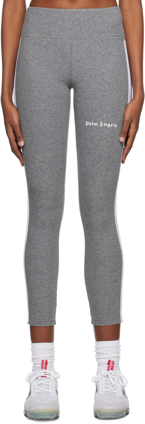 Gray Track Sport Leggings by Palm Angels on Sale