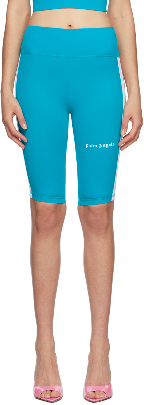 Palm Angels Blue Track Training Cyclist Shorts