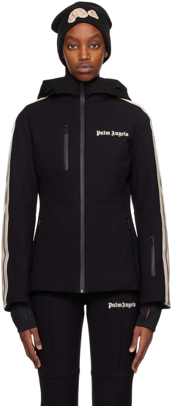 Shop Palm Angels Black Stripe Ski Jacket In Black/white