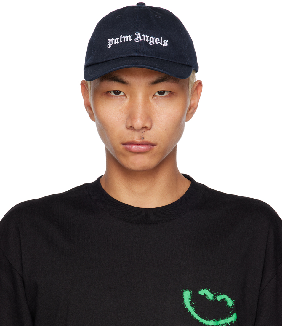 PALM ANGELS NAVY EMBROIDERED BASEBALL CAP