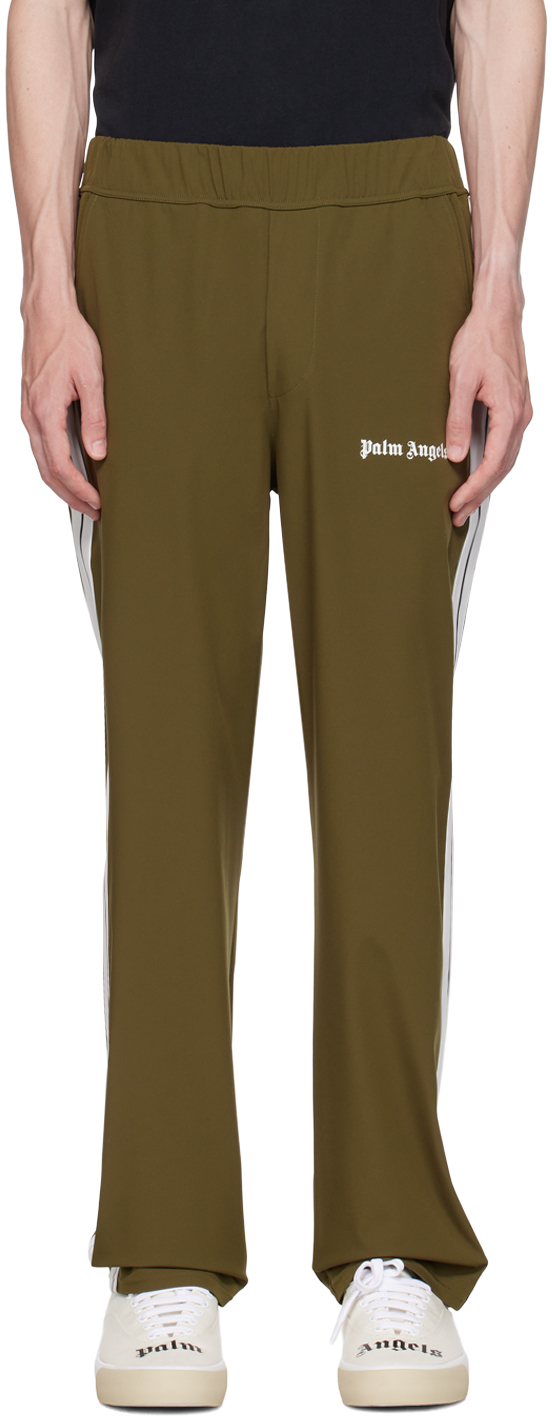 Palm Angels Performance Striped Stretch-shell Trousers In Khaki
