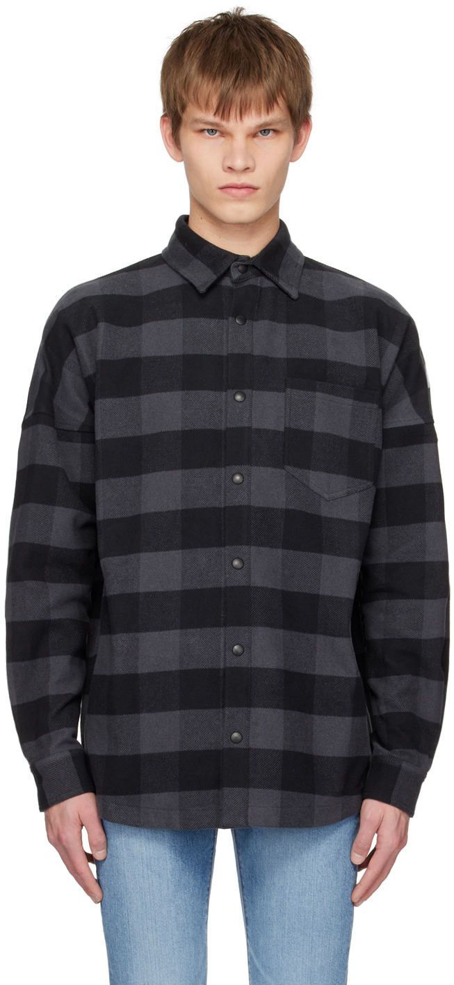 Palm Angels Logo-print Checked Cotton-flannel Shirt In Black White