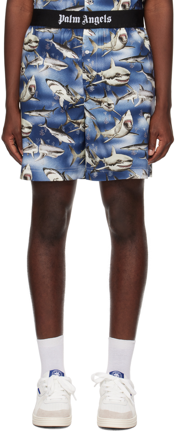 Sharks Easy Pants in blue - Palm Angels® Official