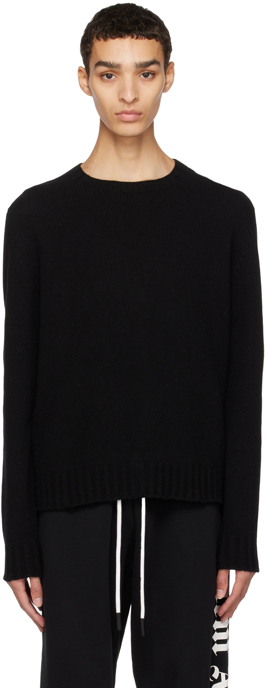 Palm Angels: Black Curved Sweater | SSENSE Canada