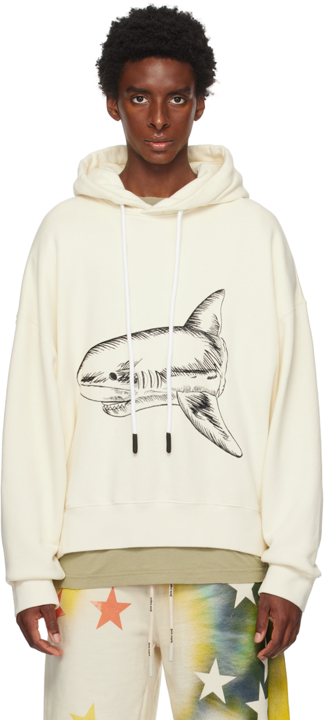 Off-White Split Shark Hoodie by Palm Angels on Sale