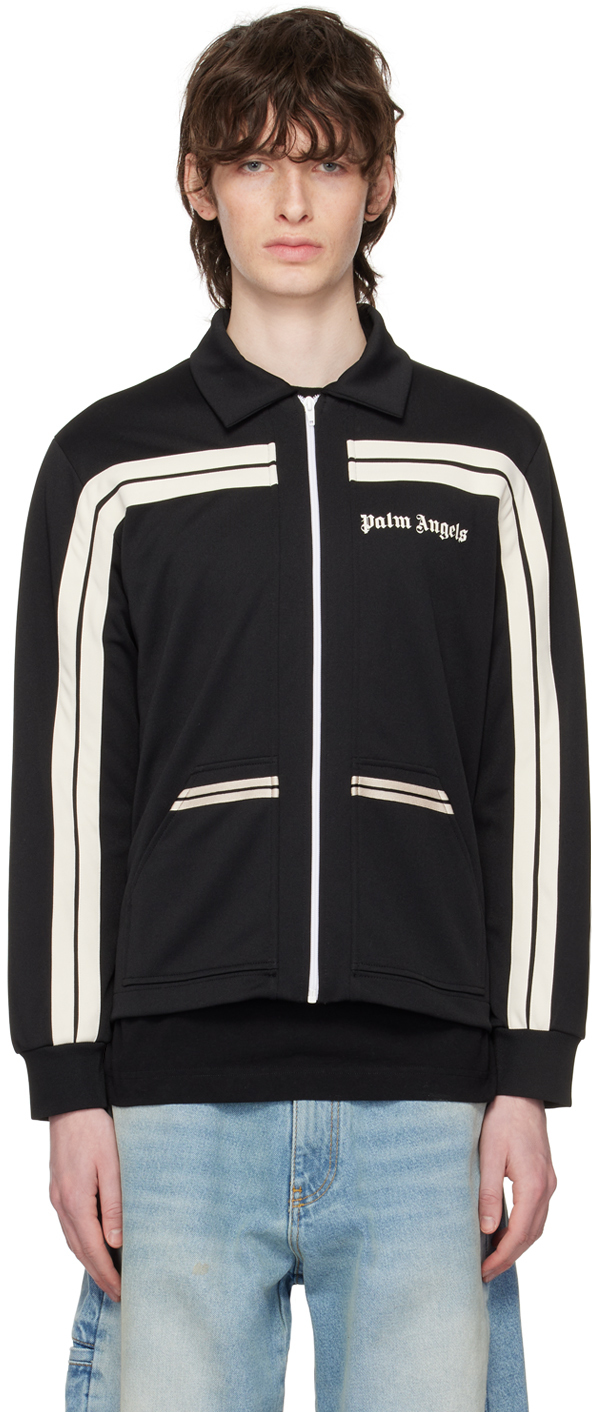Palm Angels: Black Shirt Collar Track Jacket