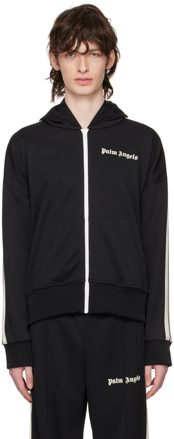 Palm Angels: Black Track Hoodie | SSENSE